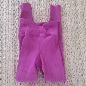 Kids Ribbed Pink Leggings